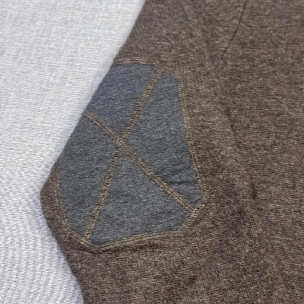 Carbon 2 Cobalt Hooded Sweater Mens Large Brown 1/4 Zip Quilted Elbow